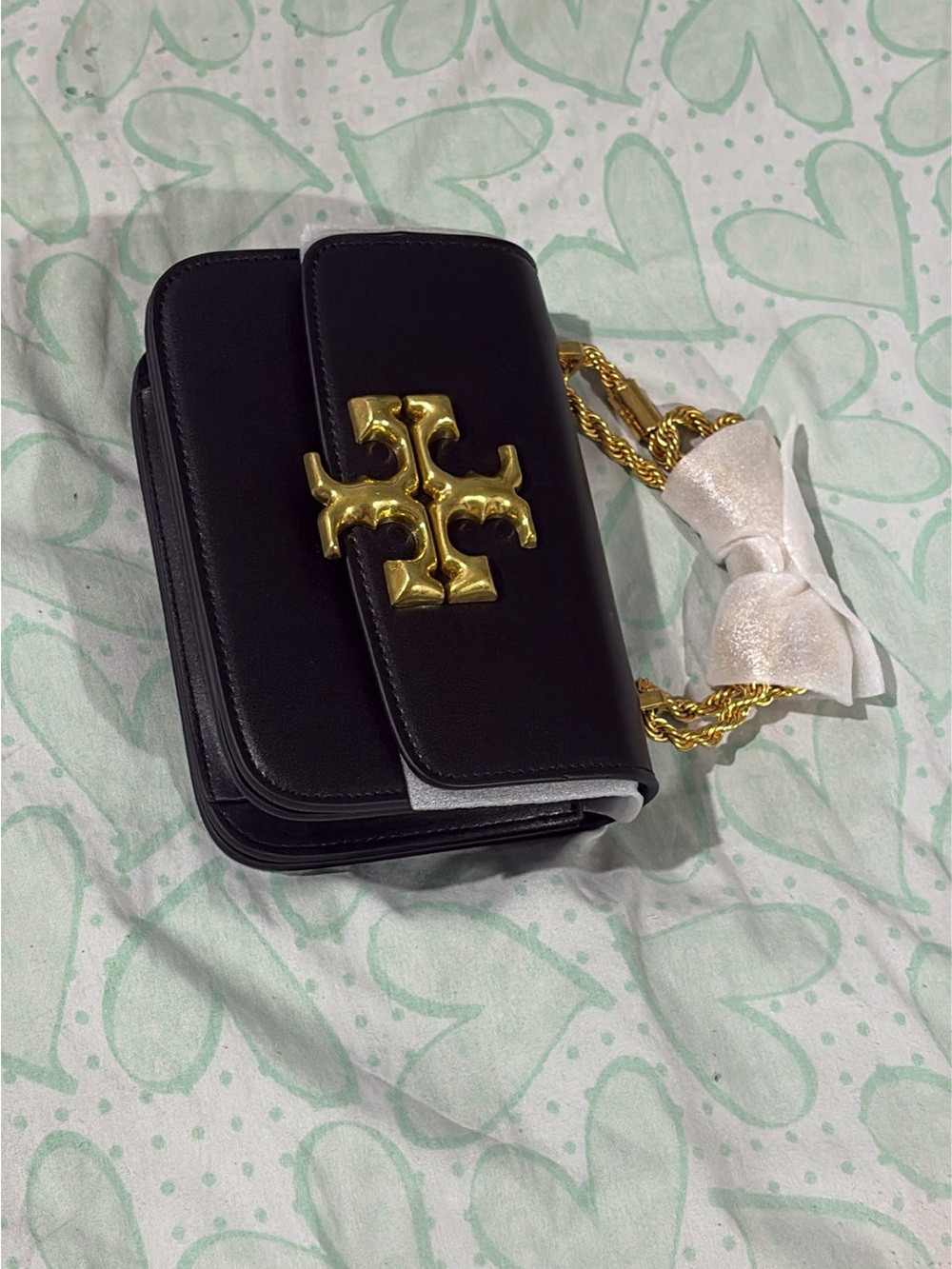 Tory Burch Black Leather Shoulder Bag with Gold Logo Hardware - Picture 2 of 3
